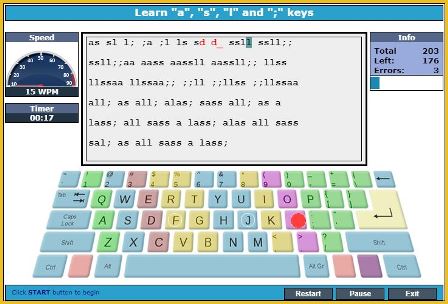 How text is displayed during typing lesson