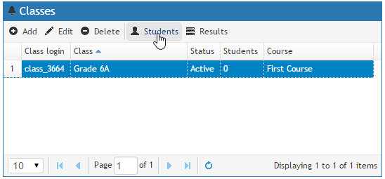 Teacher's typing portal: adding students to typing class